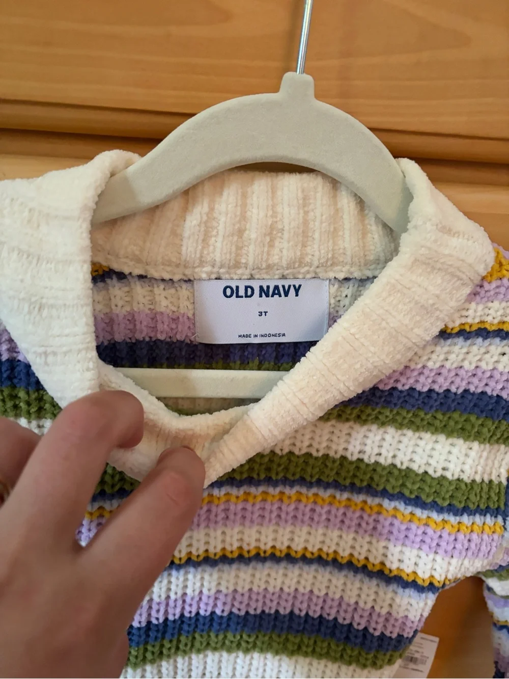 Old Navy Cream Striped Turtleneck Sweater with Lavender and Olive